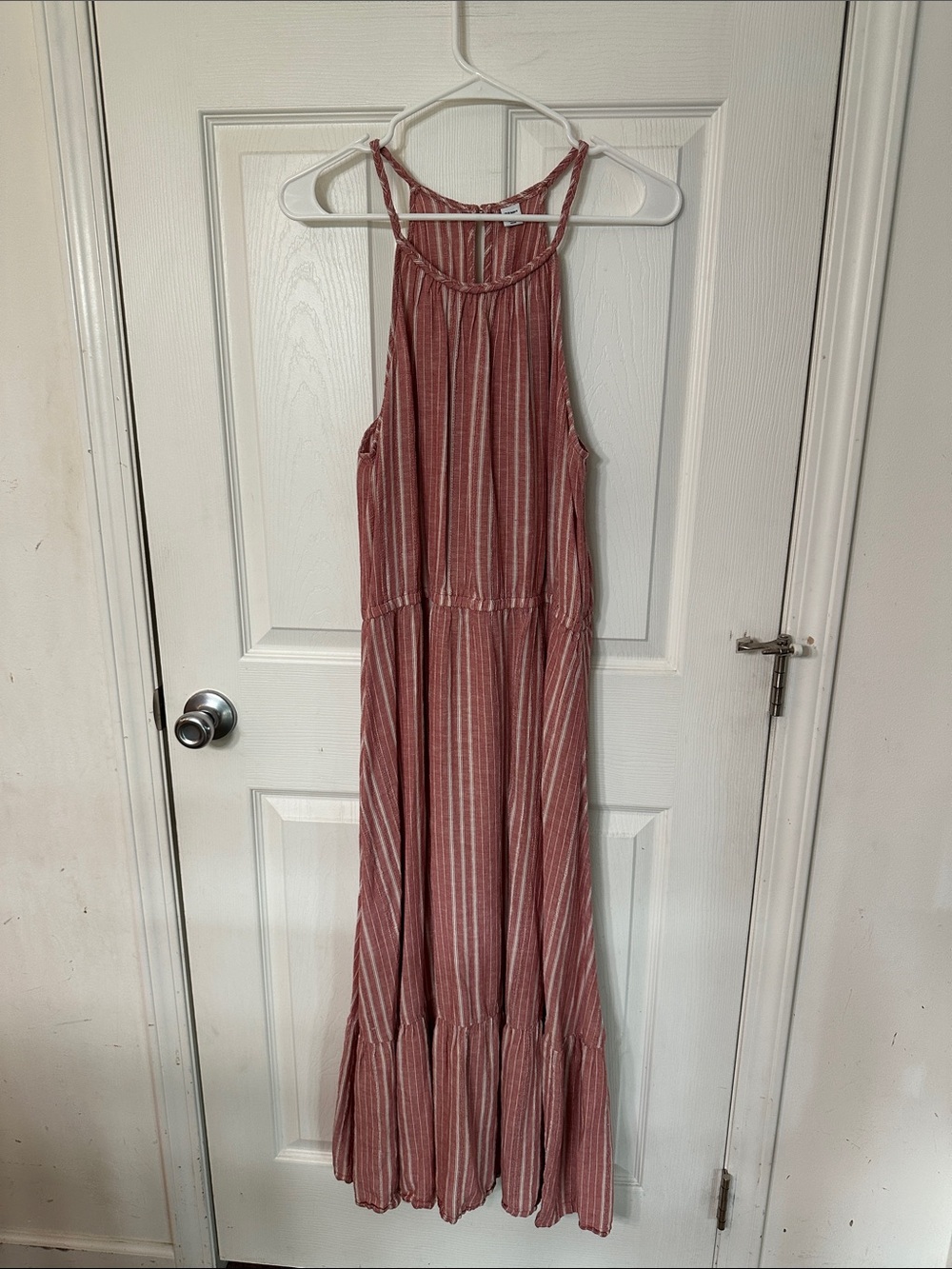 Old Navy Women's pink and white Striped Halter Maxi Dress